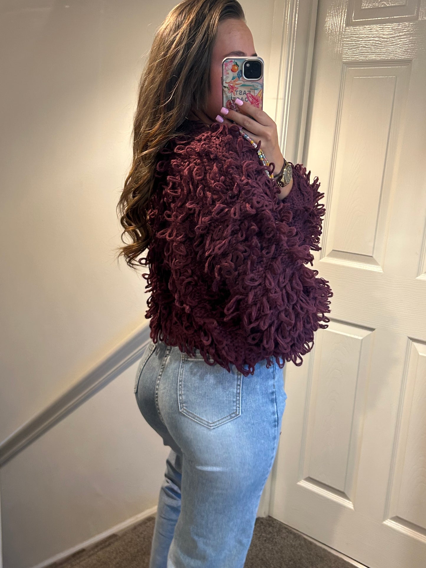 Loop knit cardigan jacket