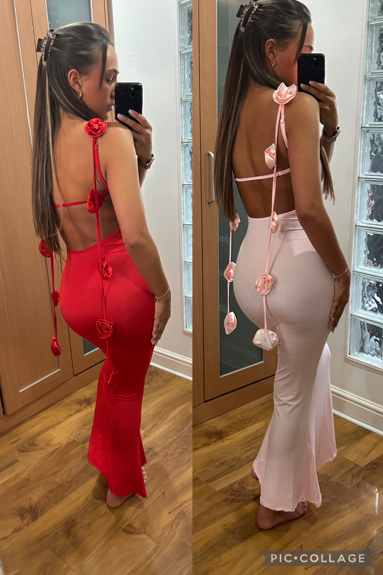 Flower backless maxi dress