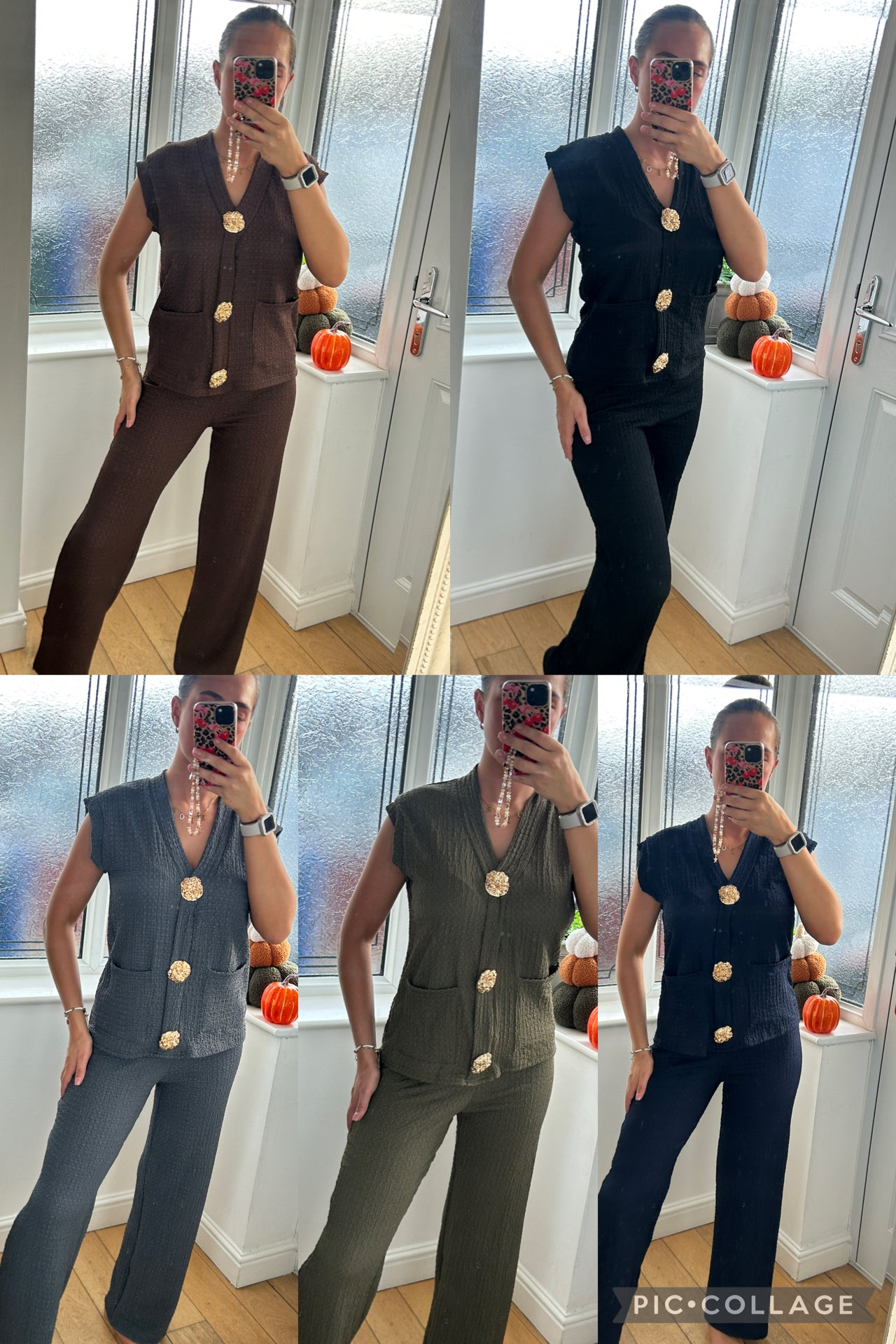 Gold button waistcoat co ord