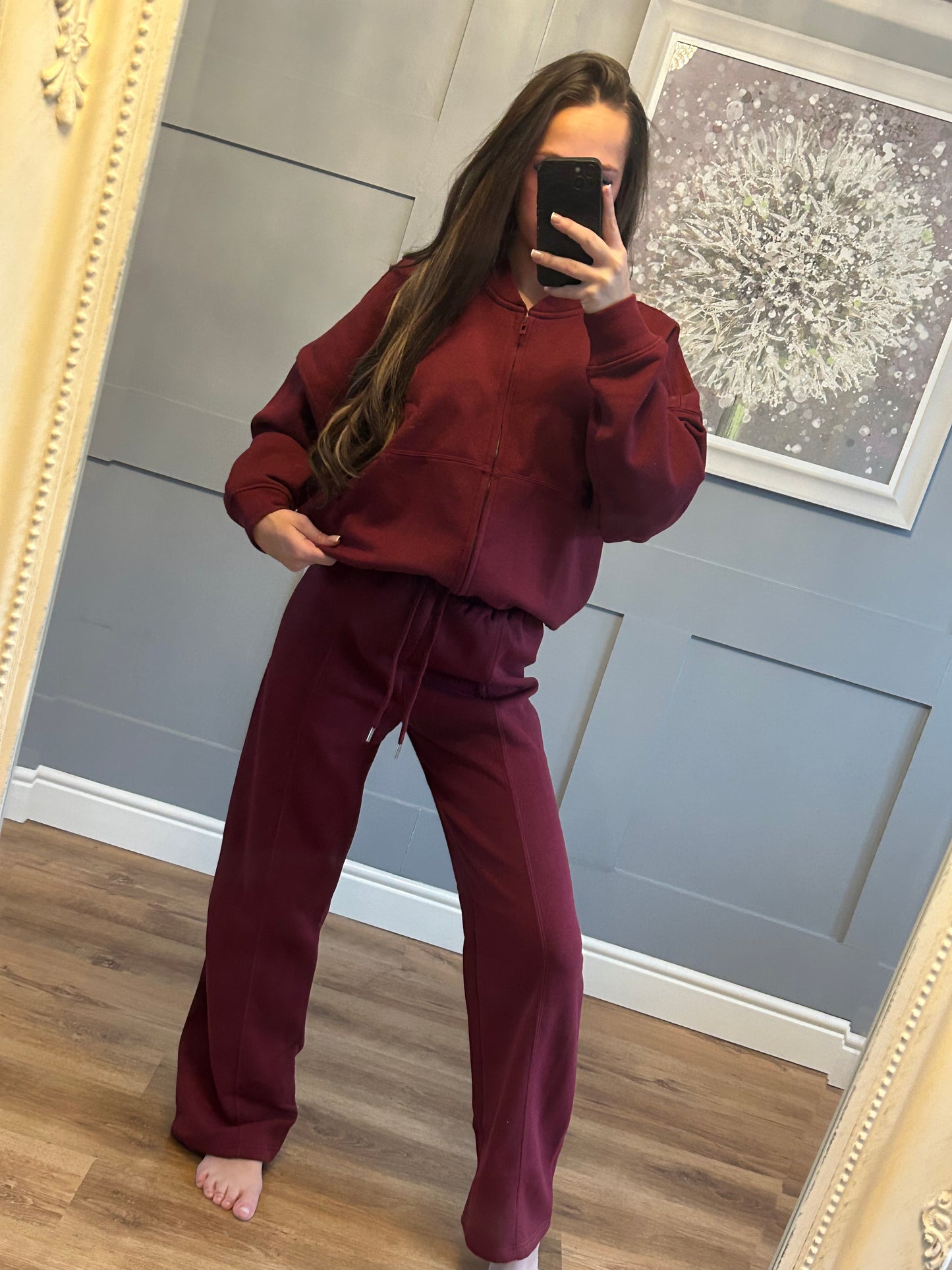 Burgundy bomber tracksuit