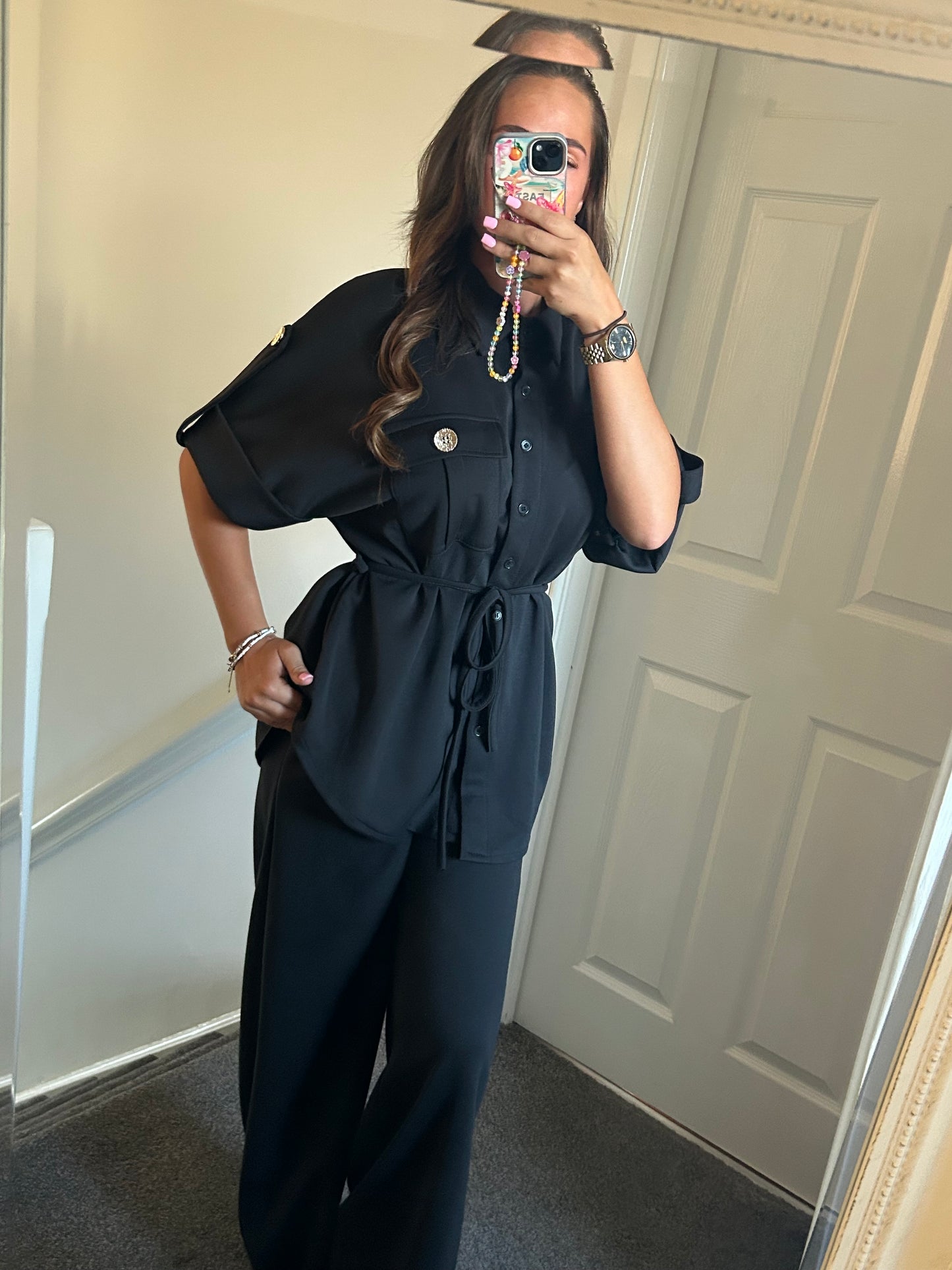 Black tie shirt co ord