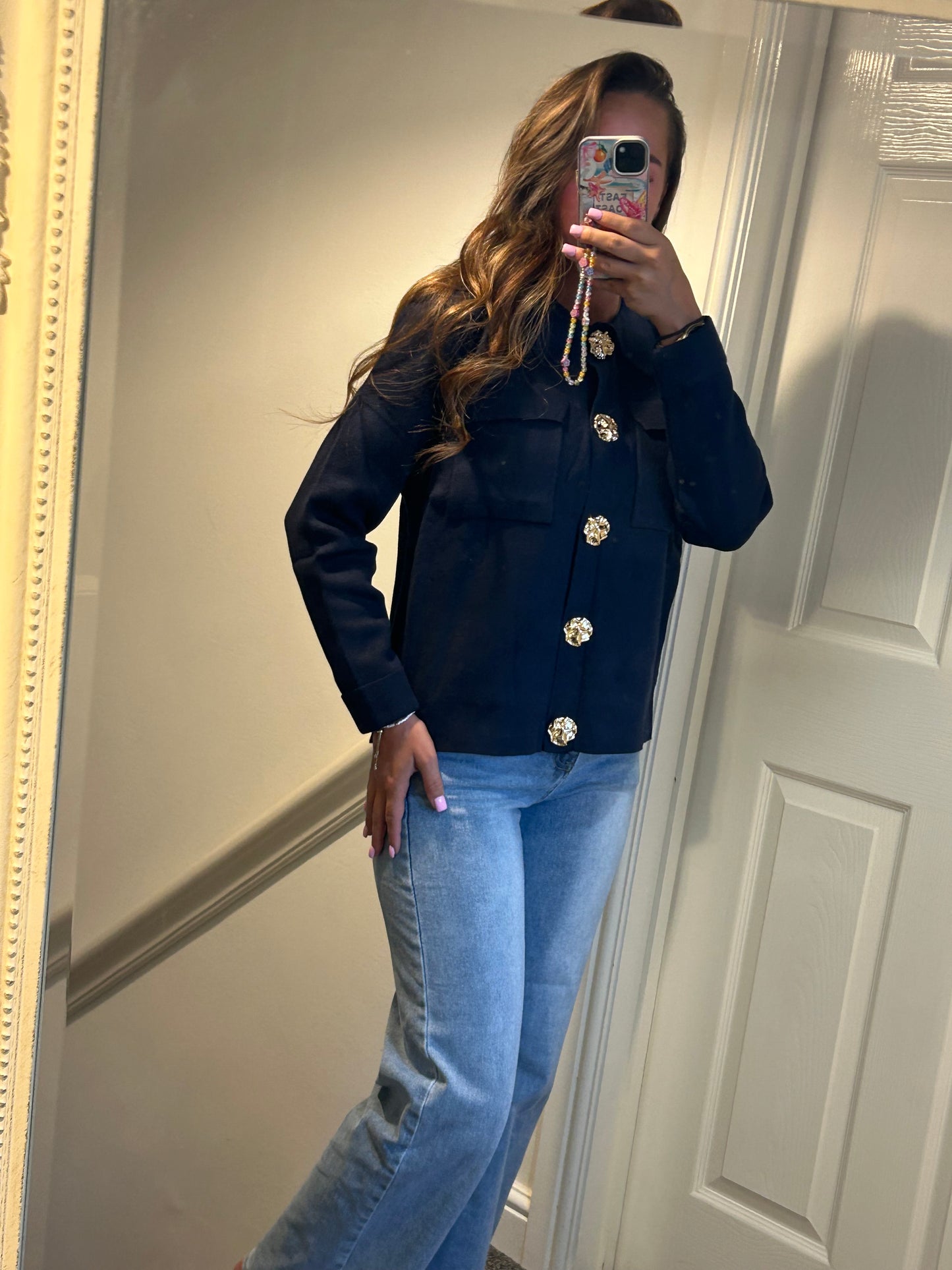 Gold button shacket