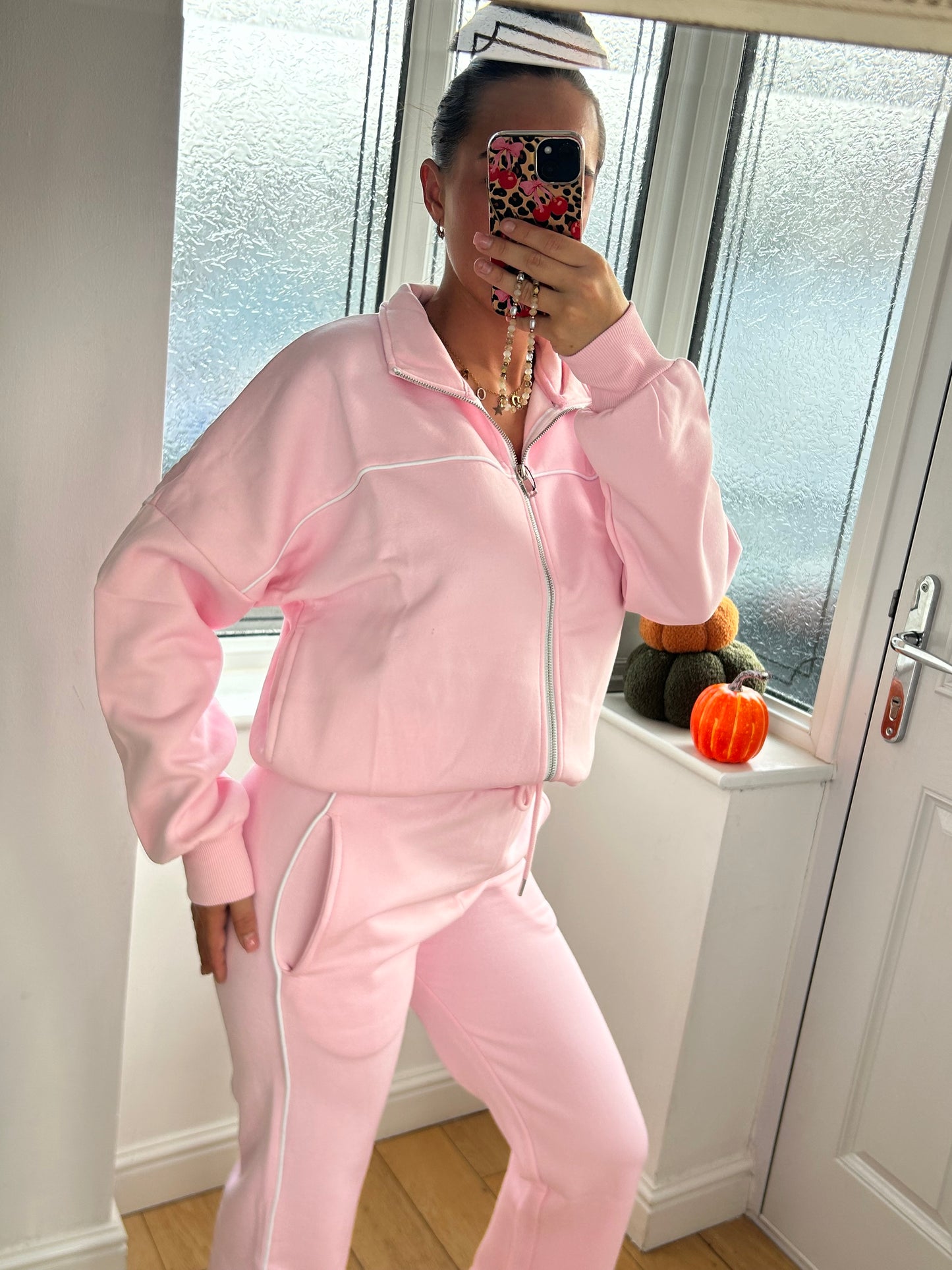 Pink lined tracksuit