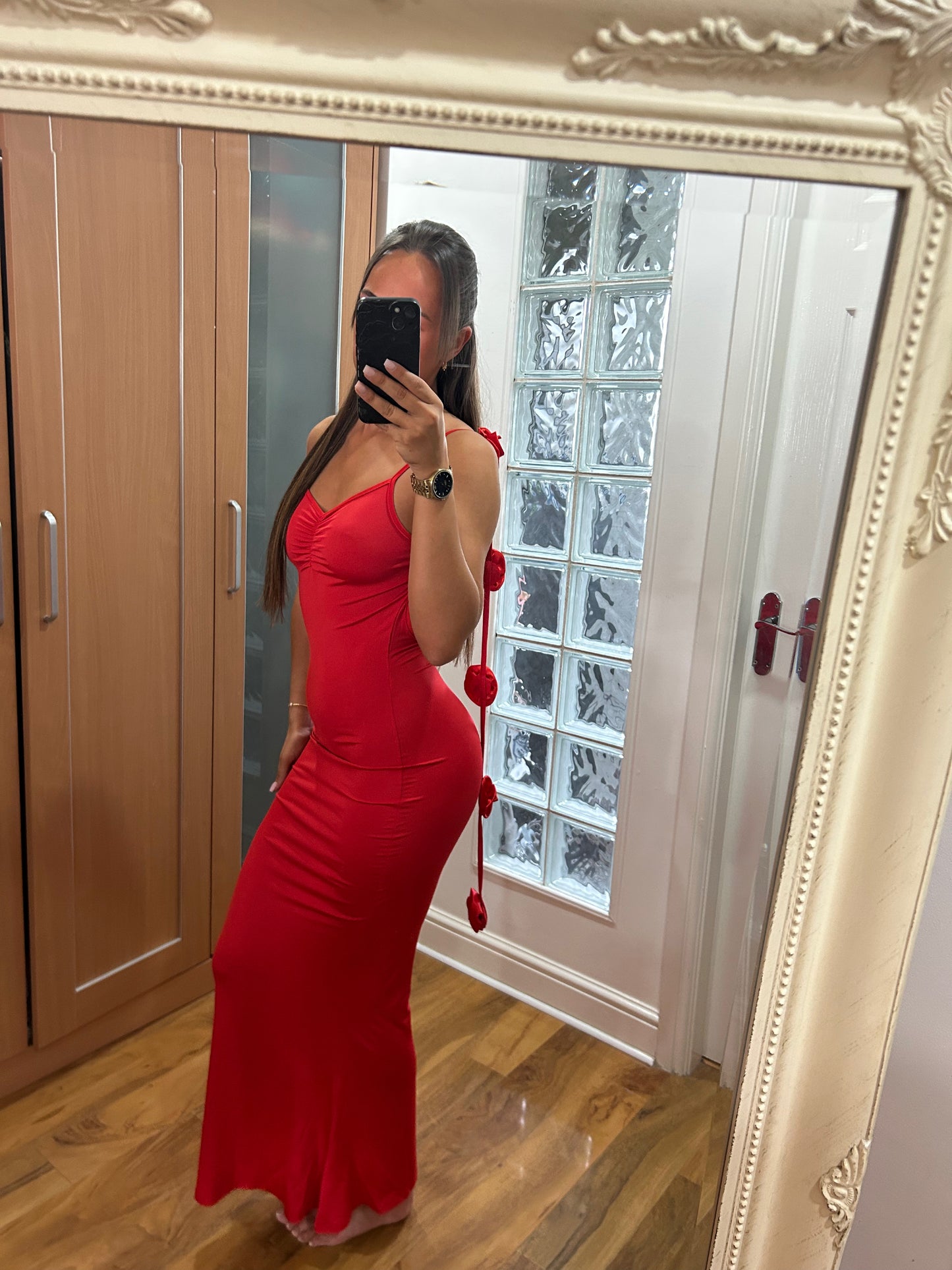 Flower backless maxi dress