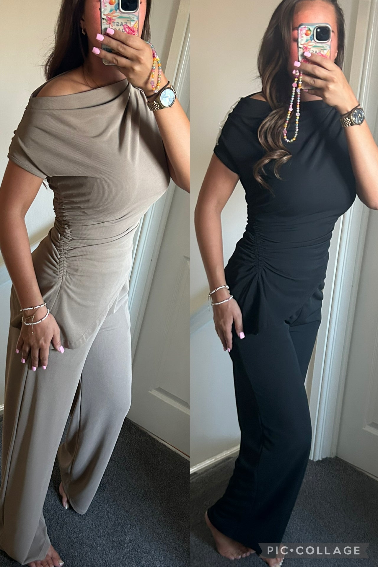 Ribbed one shoulder co ord