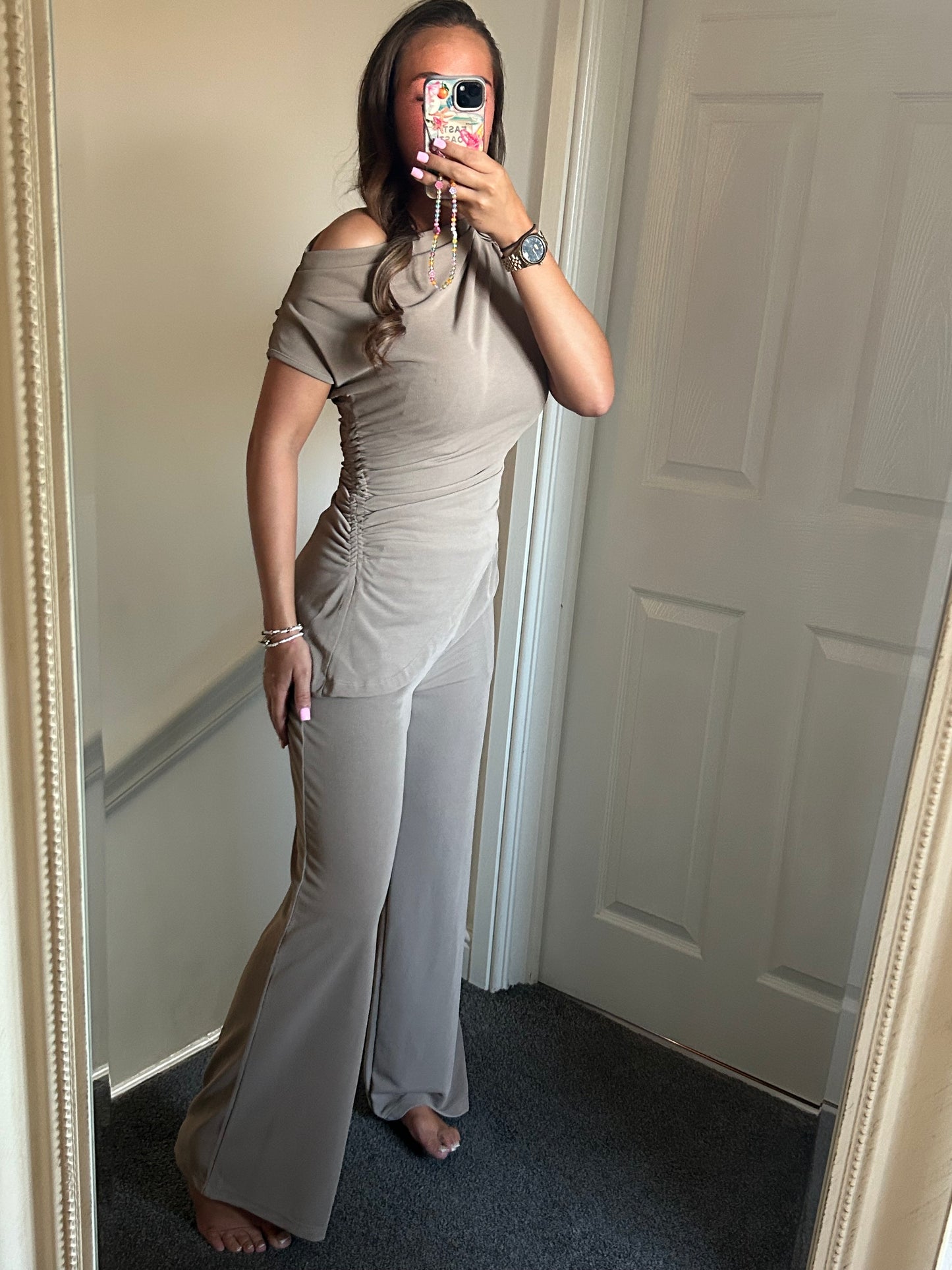 Ribbed one shoulder co ord