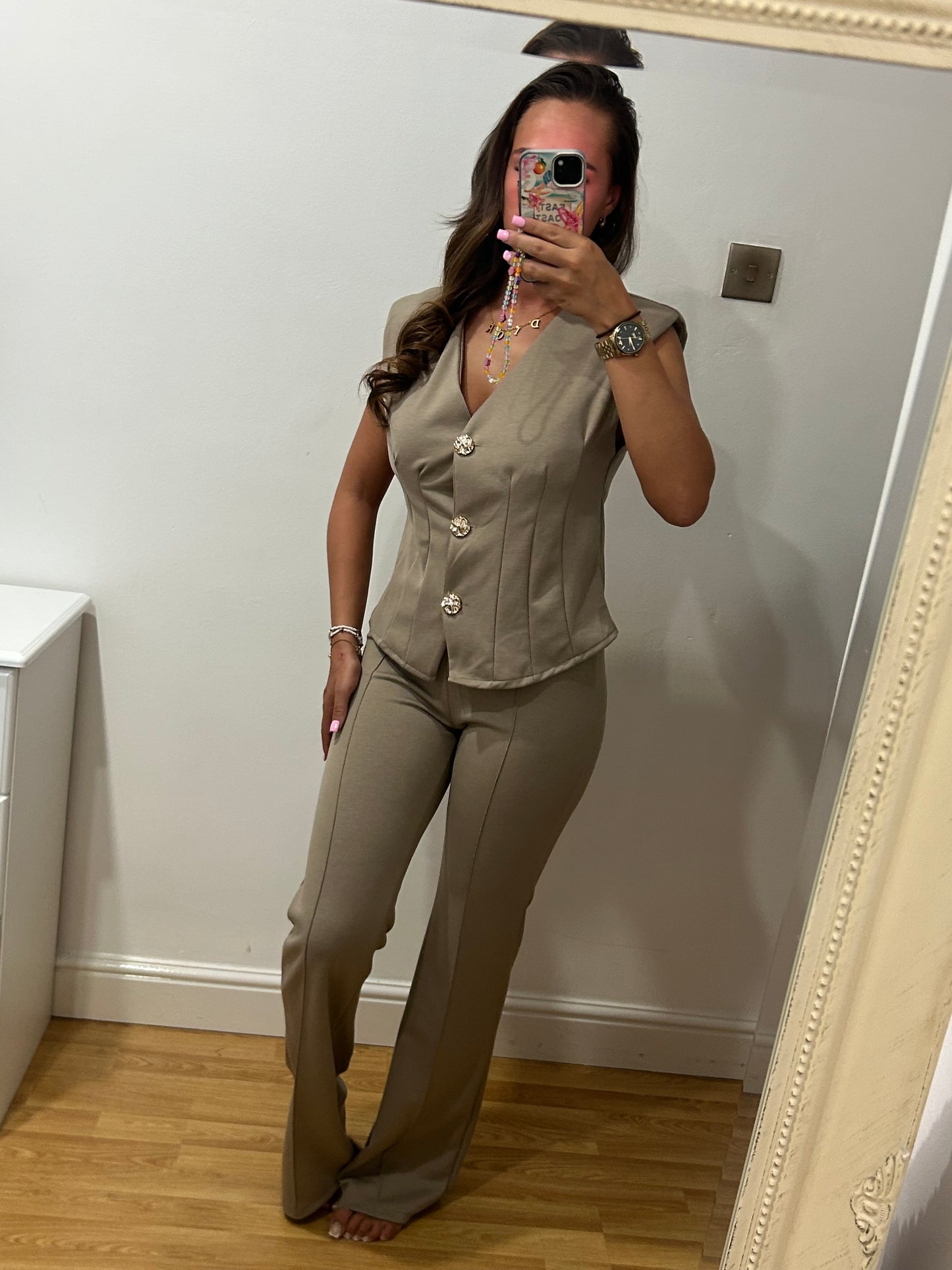 Waistcoat gold detail co ord