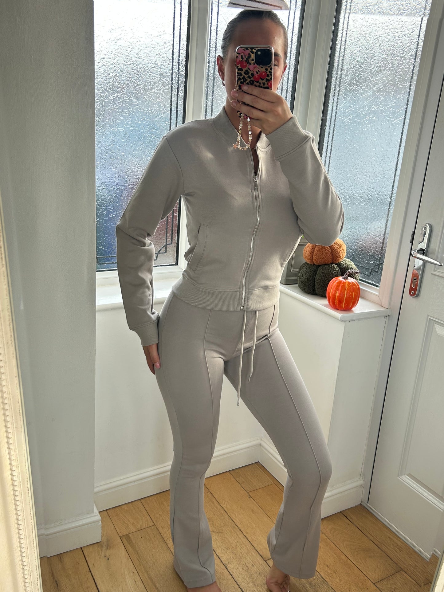 Dove grey flared tracksuit