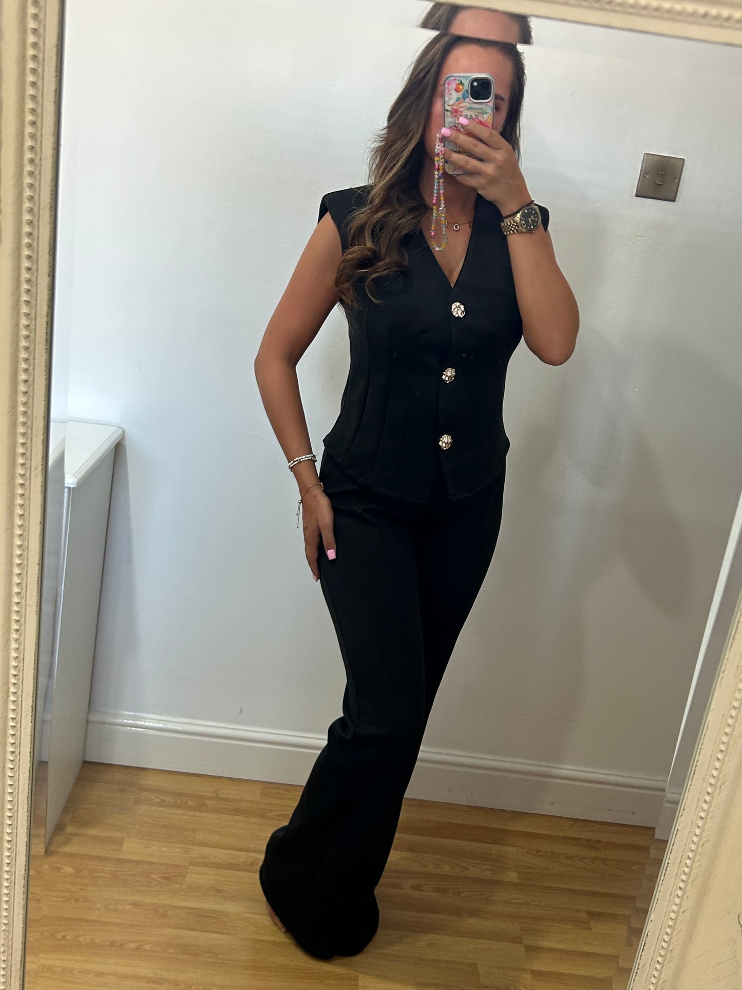 Waistcoat gold detail co ord