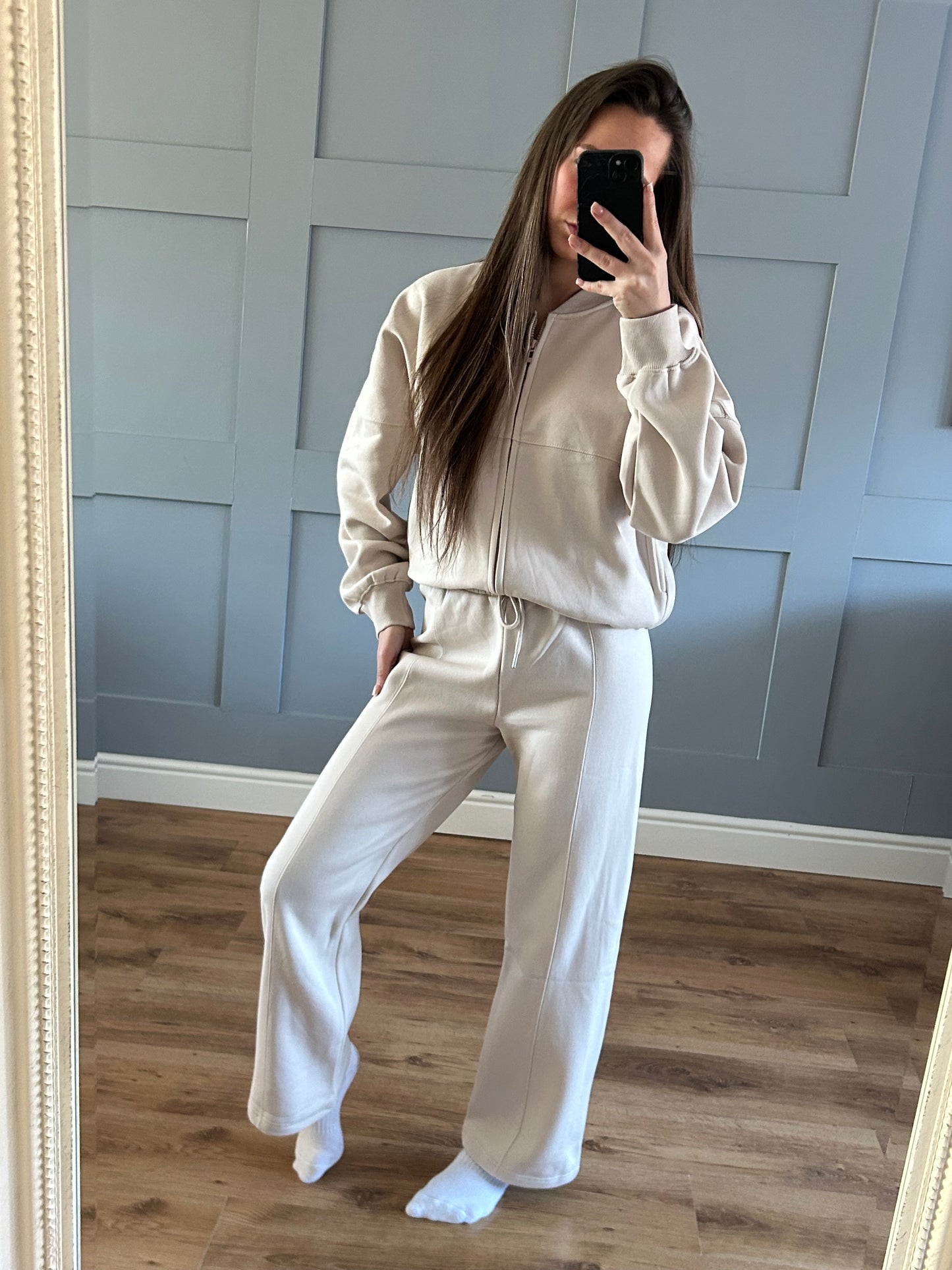 Cream bomber tracksuit