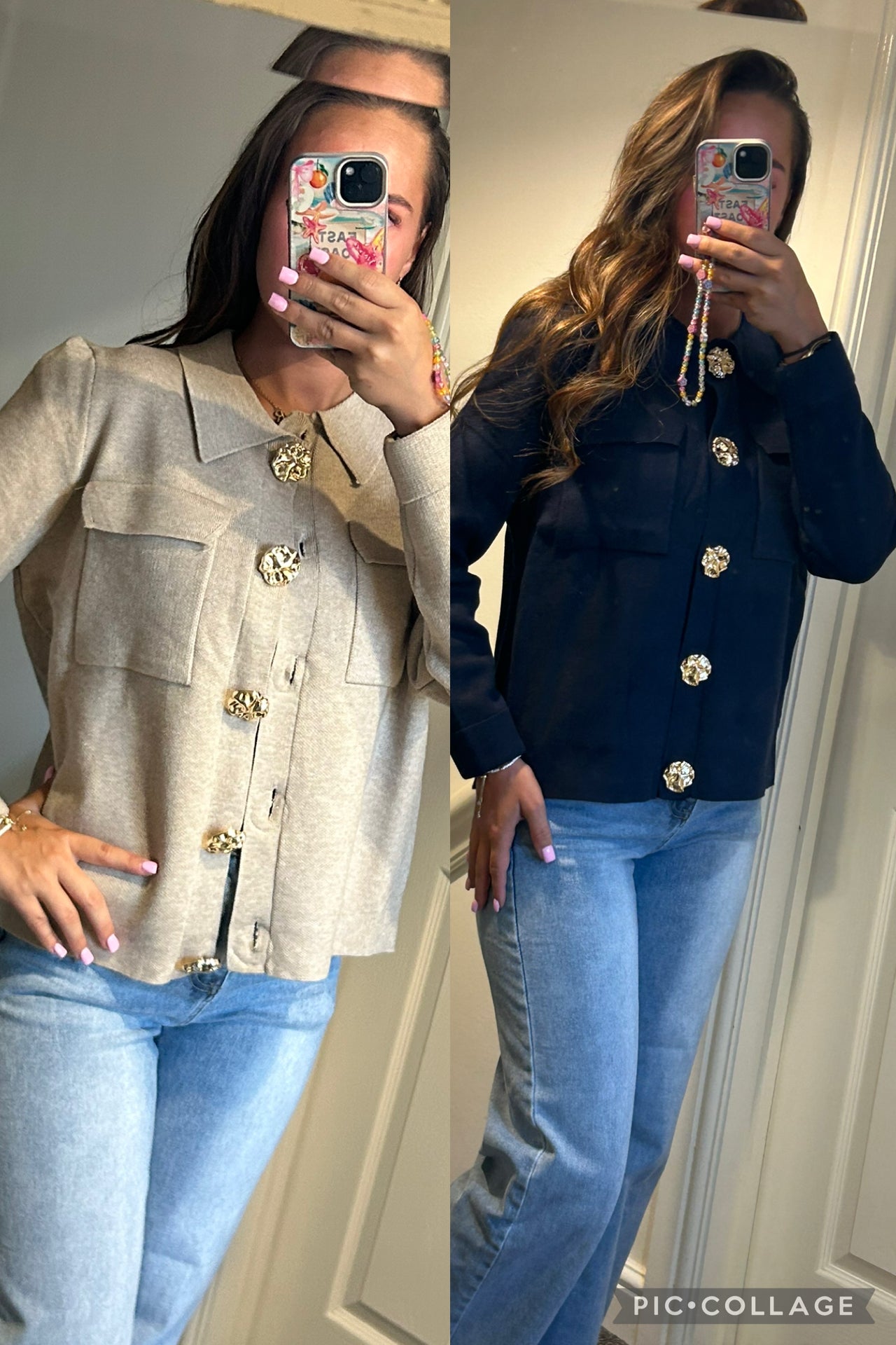 Gold button shacket