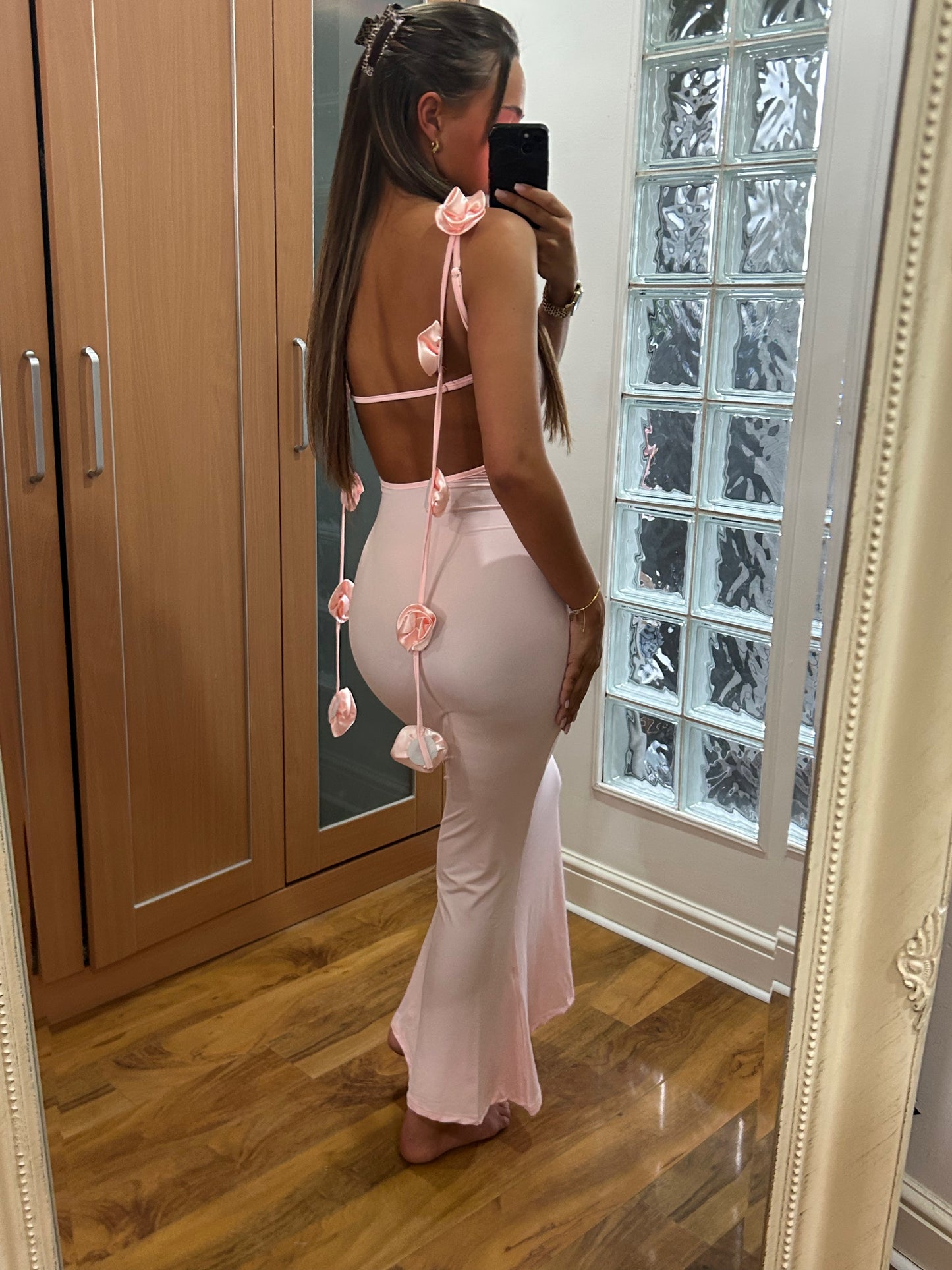 Flower backless maxi dress