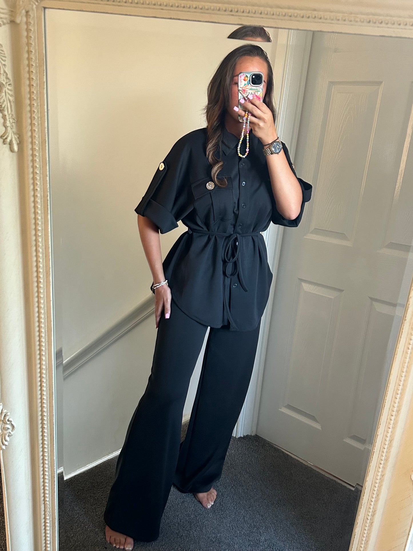 Black tie shirt co ord