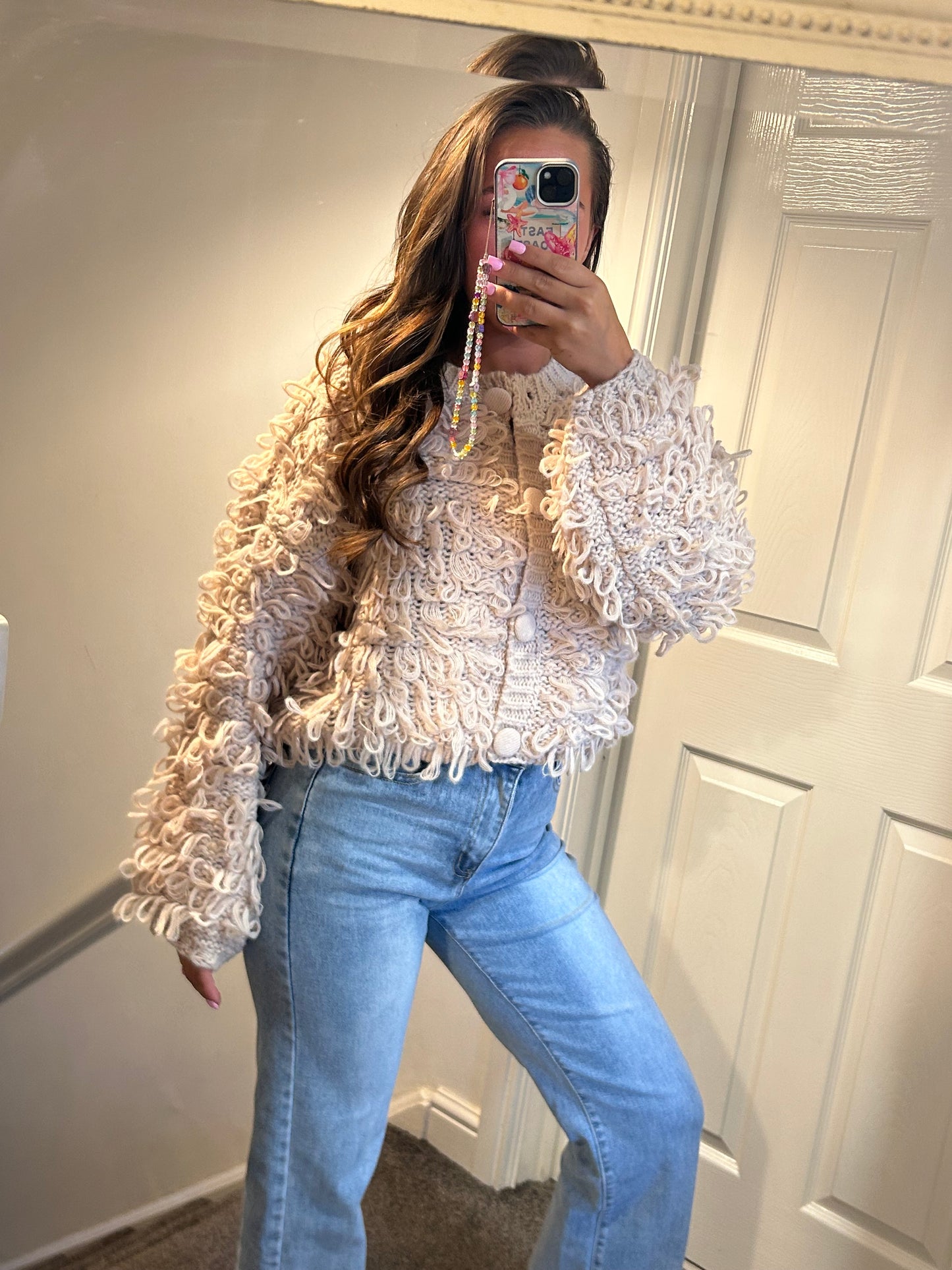 Loop knit cardigan jacket