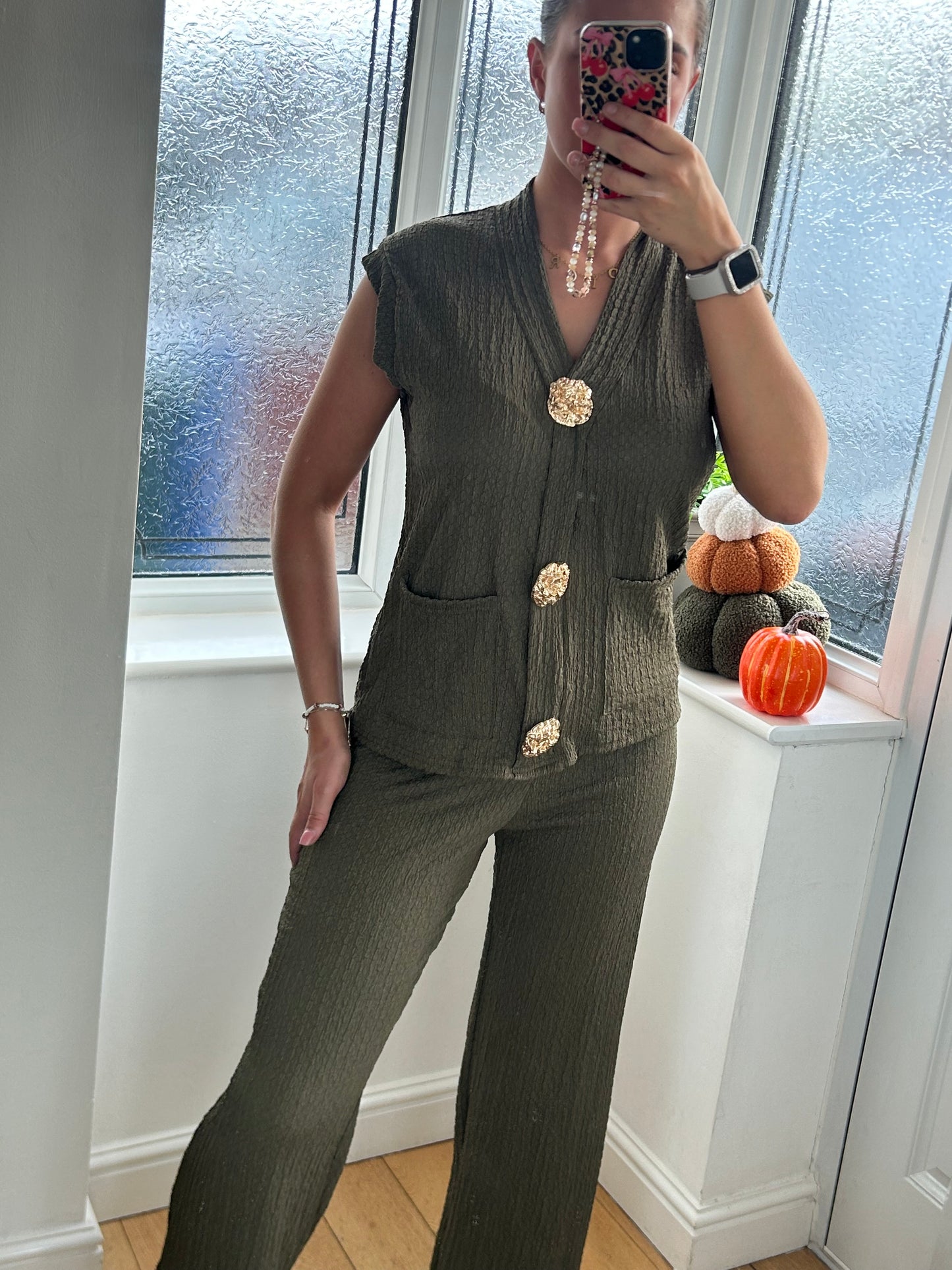 Gold button waistcoat co ord