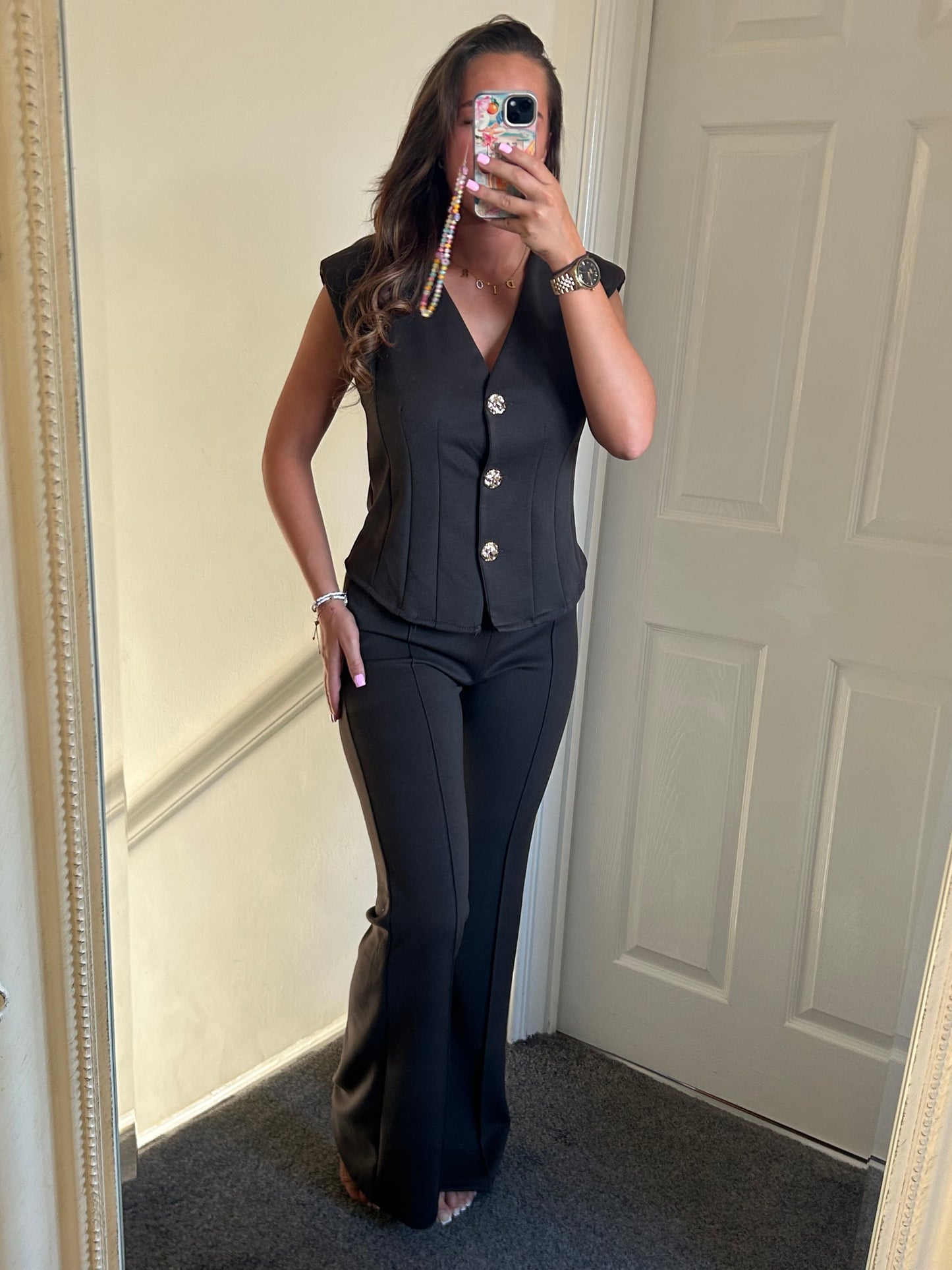 Waistcoat gold detail co ord
