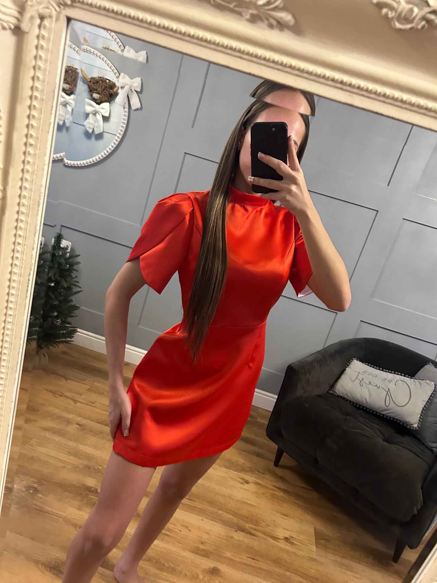 Red and white bow dress