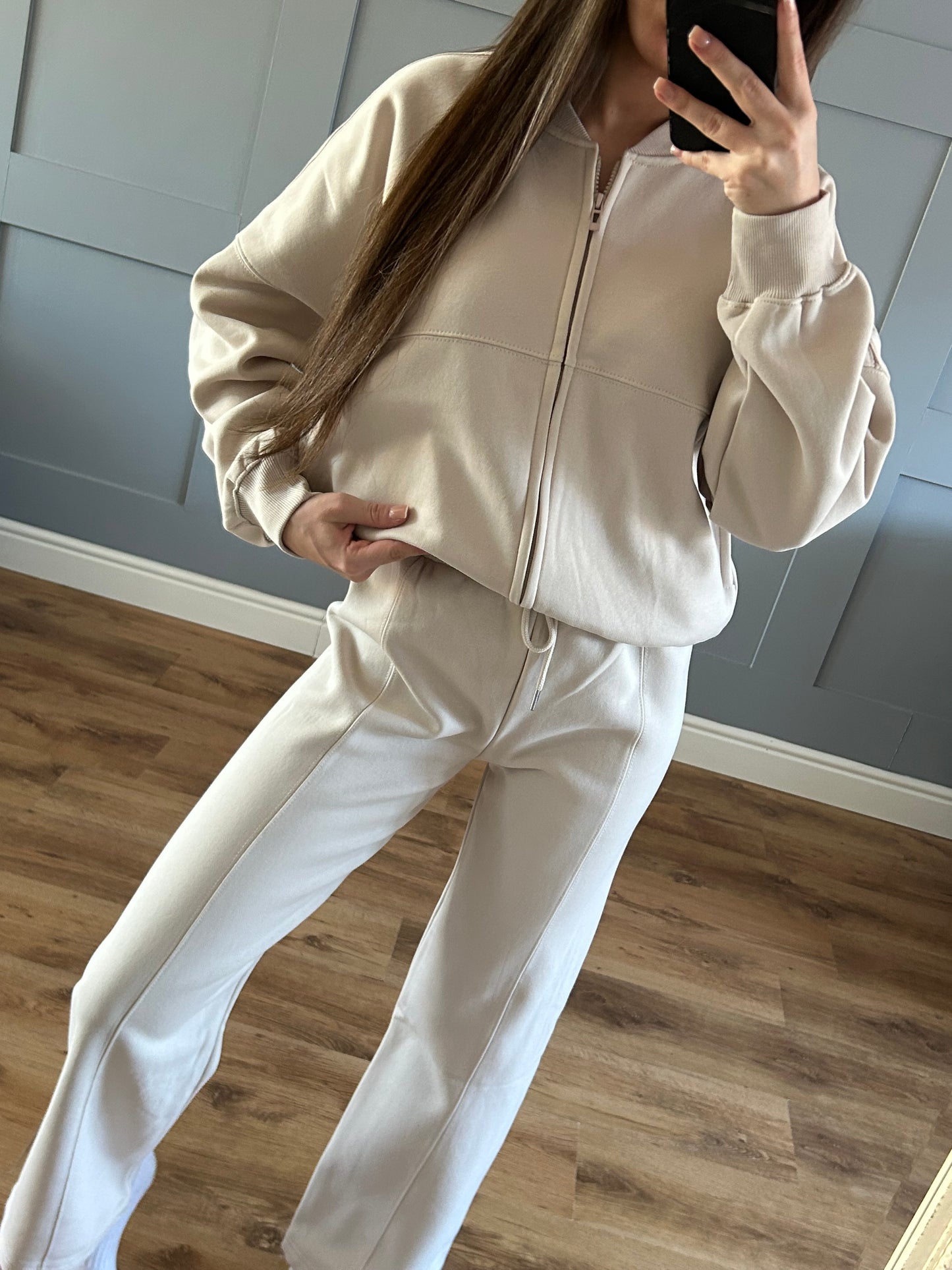 Cream bomber tracksuit