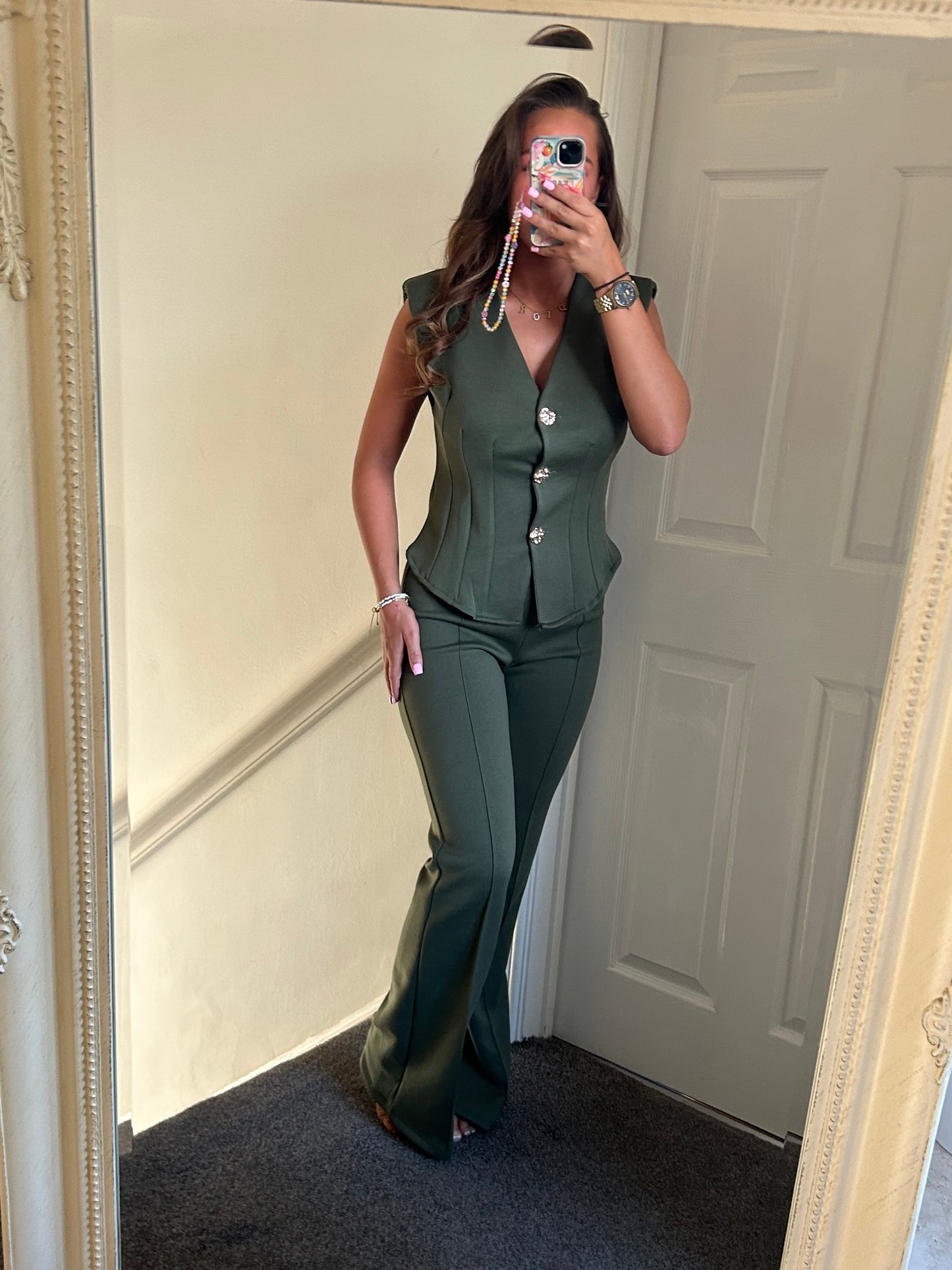 Waistcoat gold detail co ord