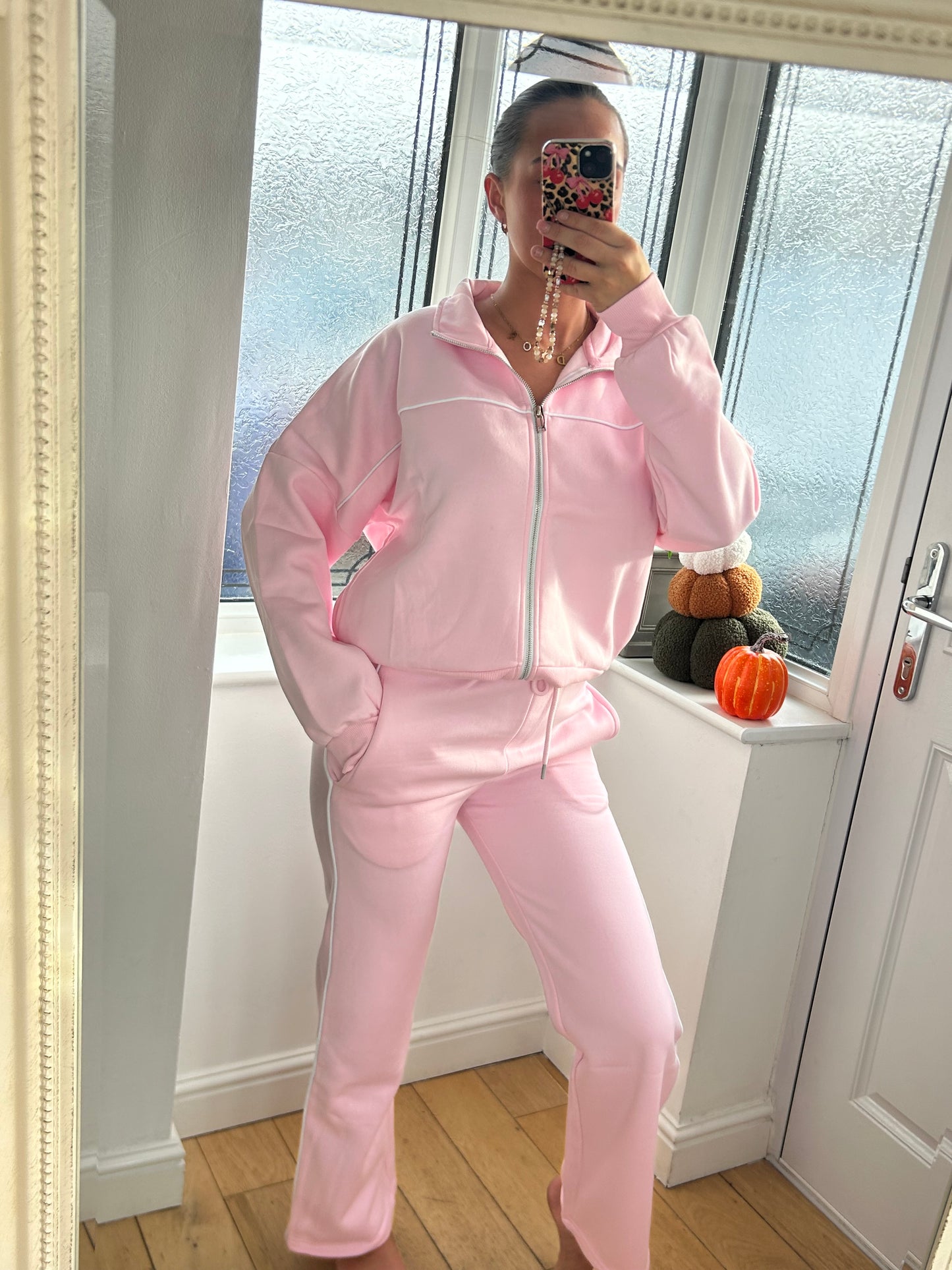 Pink lined tracksuit