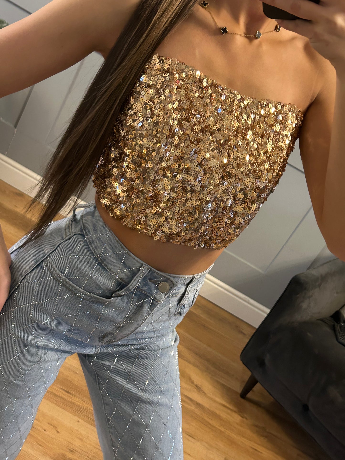 Sequin bandeau corset