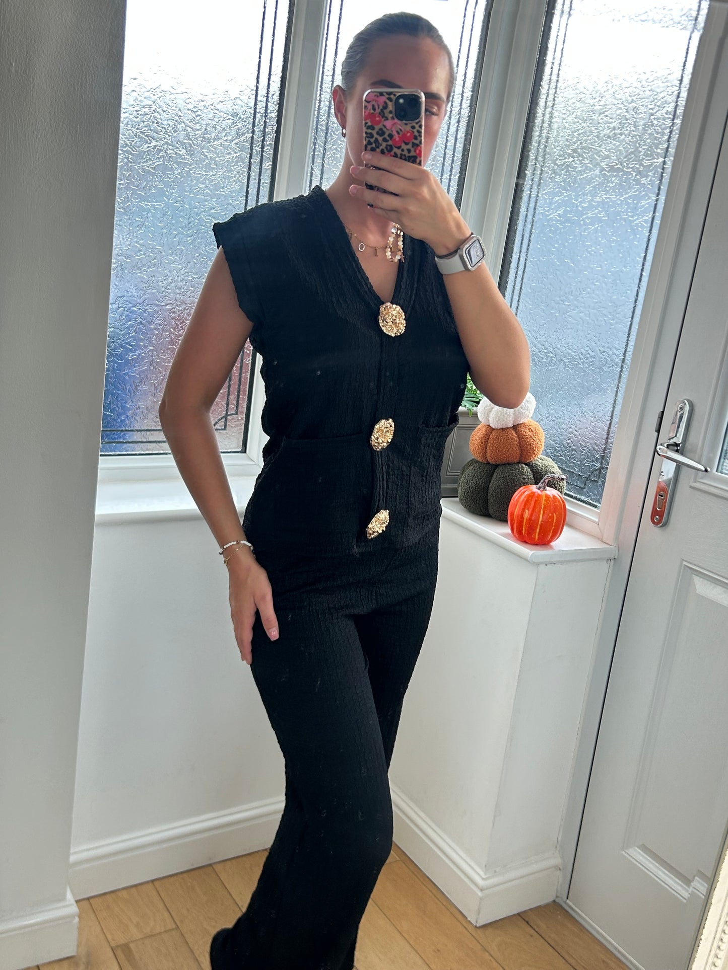 Gold button waistcoat co ord