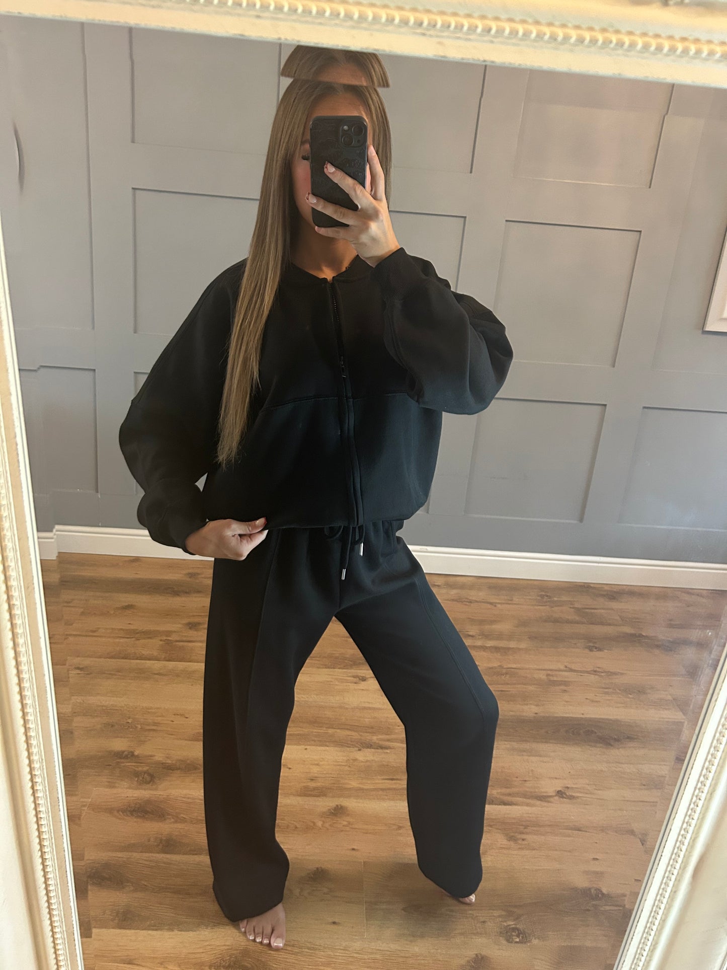 Black bomber tracksuit