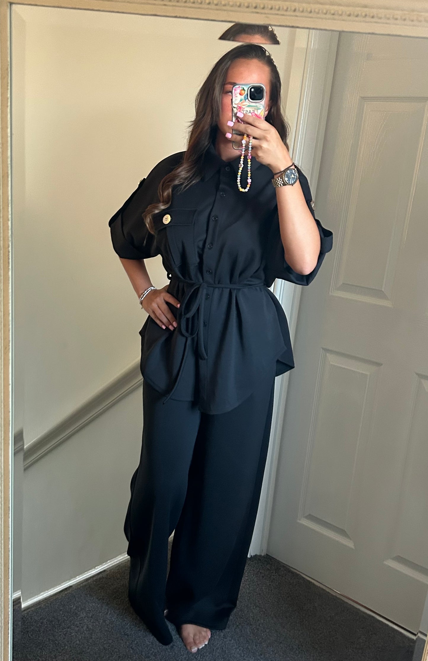 Black tie shirt co ord