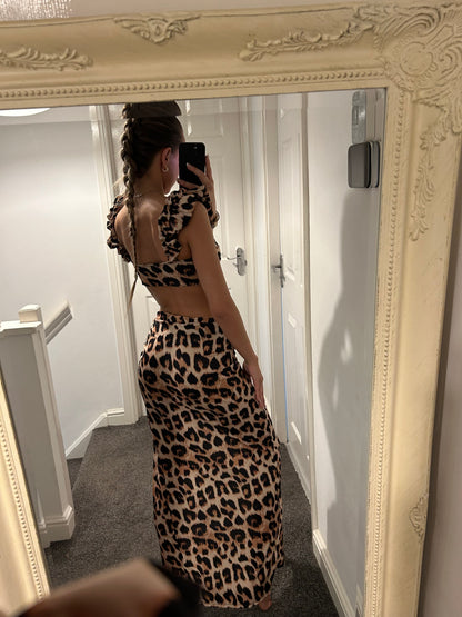 Leopard print maxi skirt co ord