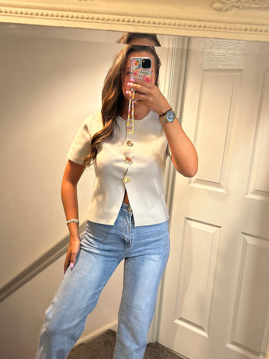 Beige fitted T-shirt