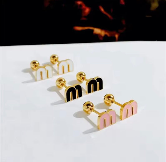 M stud earrings