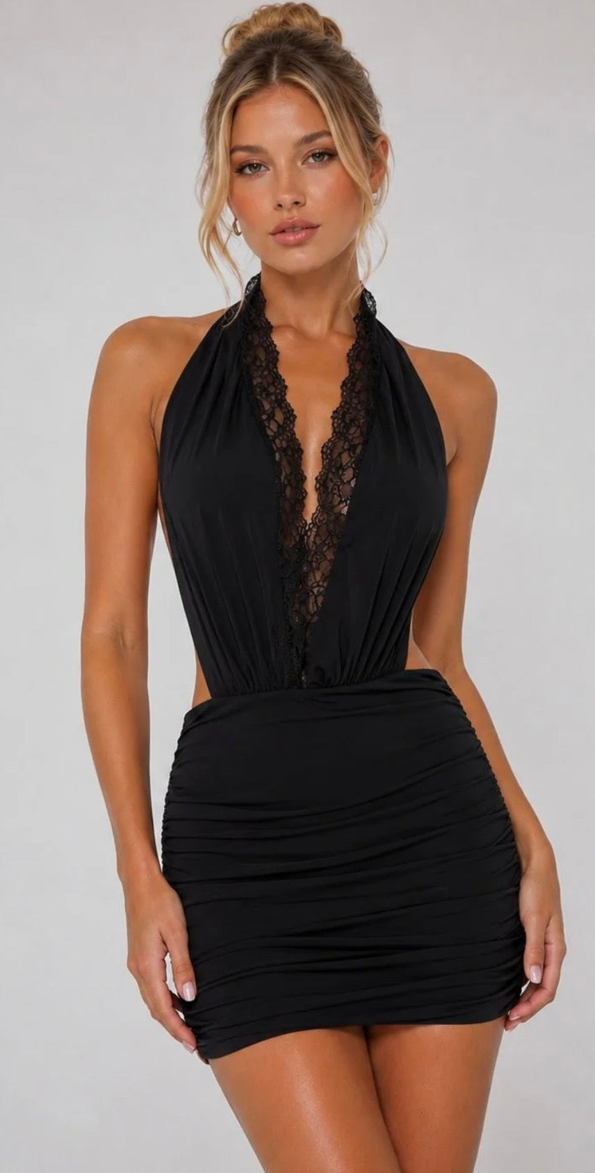 Lace halter neck dress
