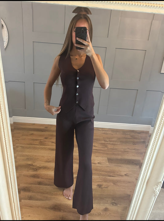 Coffee waistcoat loungewear set