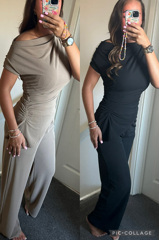 Ribbed one shoulder co ord