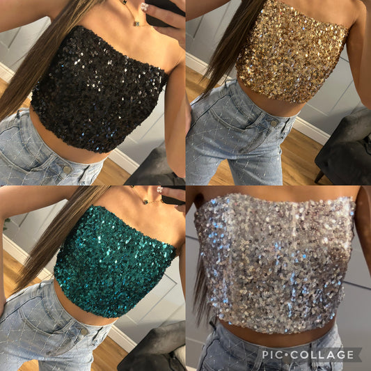 Sequin bandeau corset