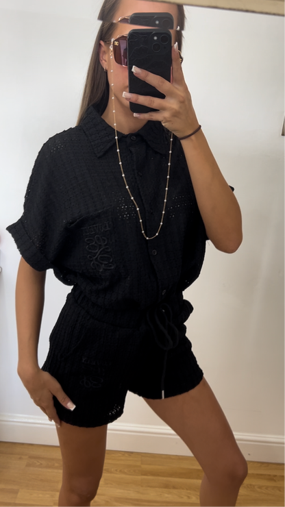 Embossed black co ord