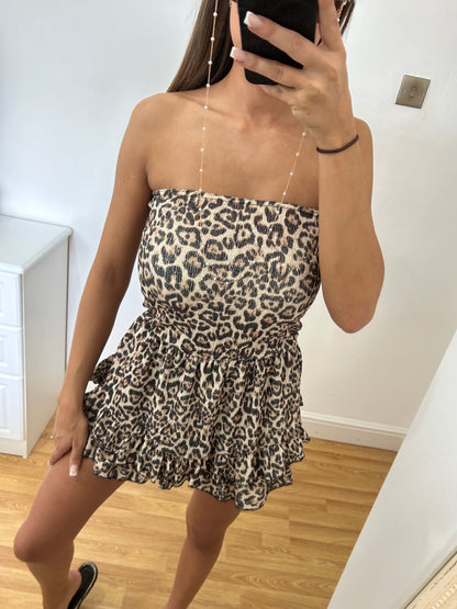 Leopard print ruffle playsuit