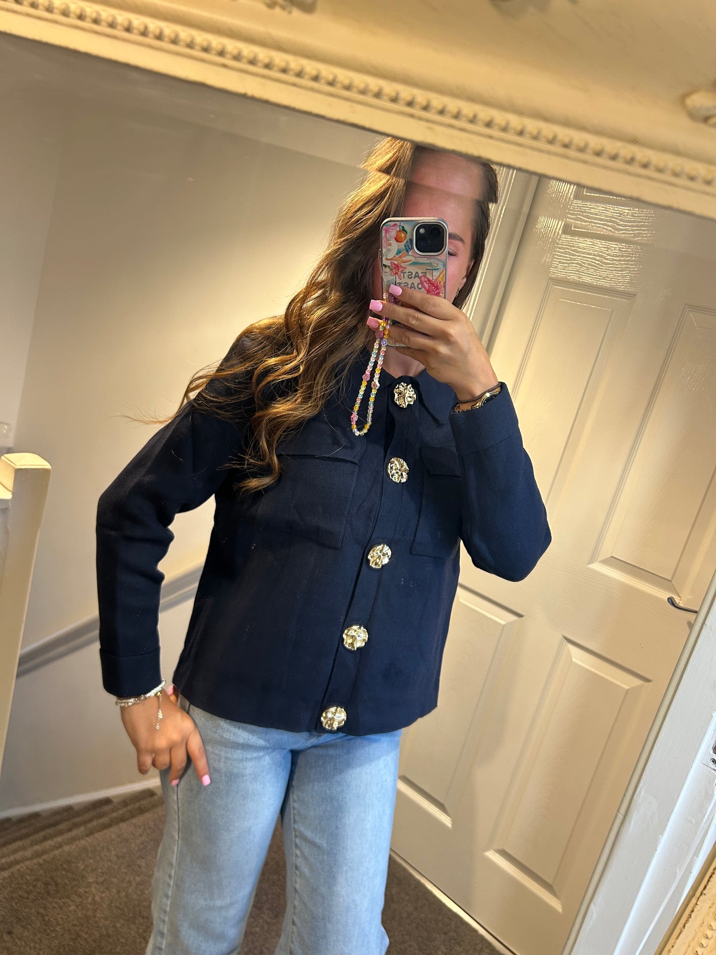 Gold button shacket