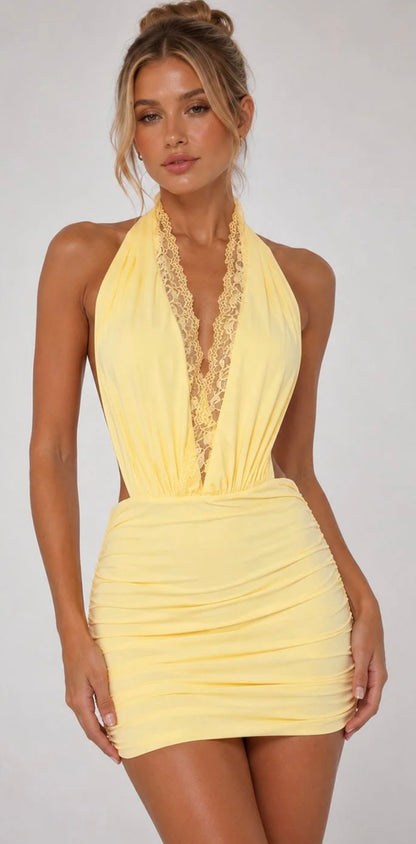 Lace halter neck dress