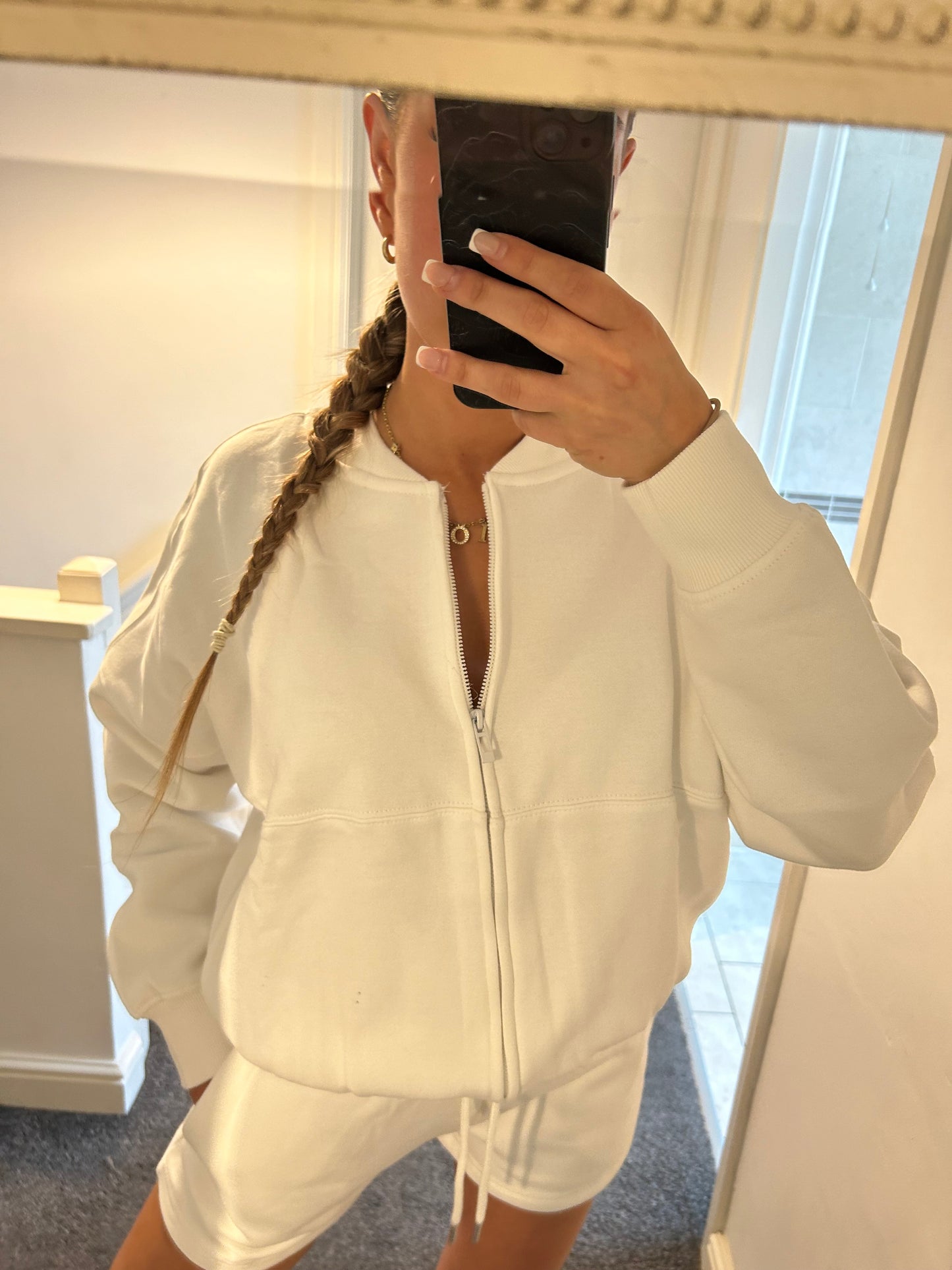 White short bomber tracksuit