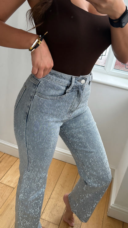 Crystal embellished jeans