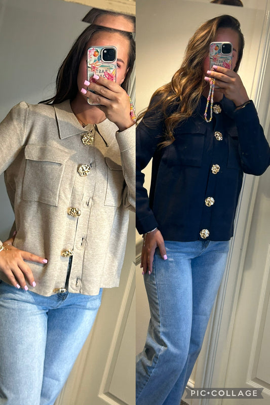 Gold button shacket