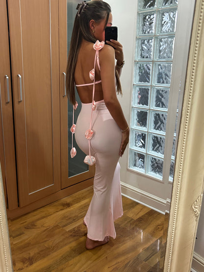 Flower backless maxi dress