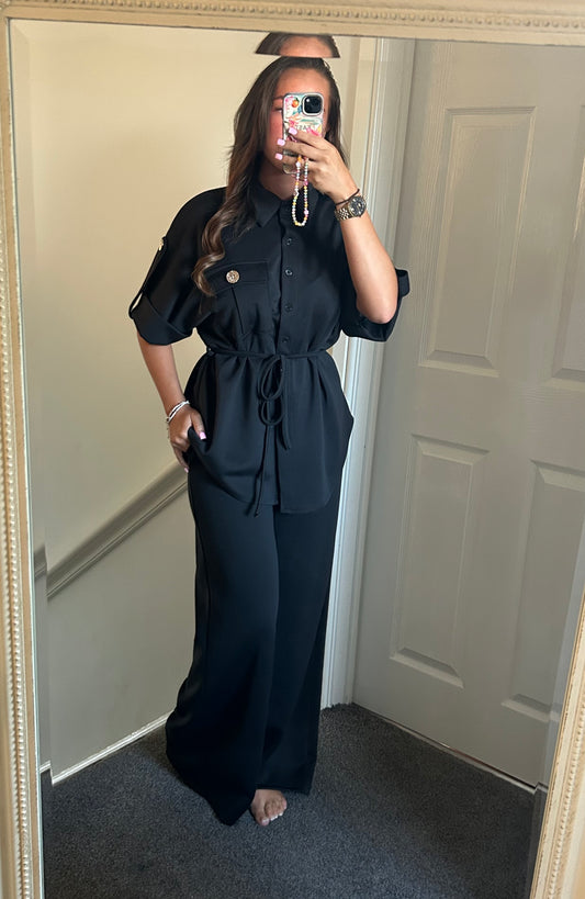 Black tie shirt co ord