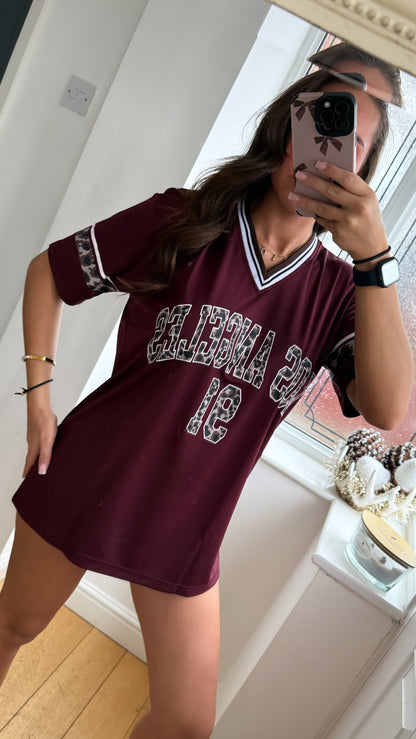 Burgundy baseball top