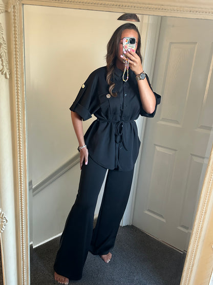 Black tie shirt co ord