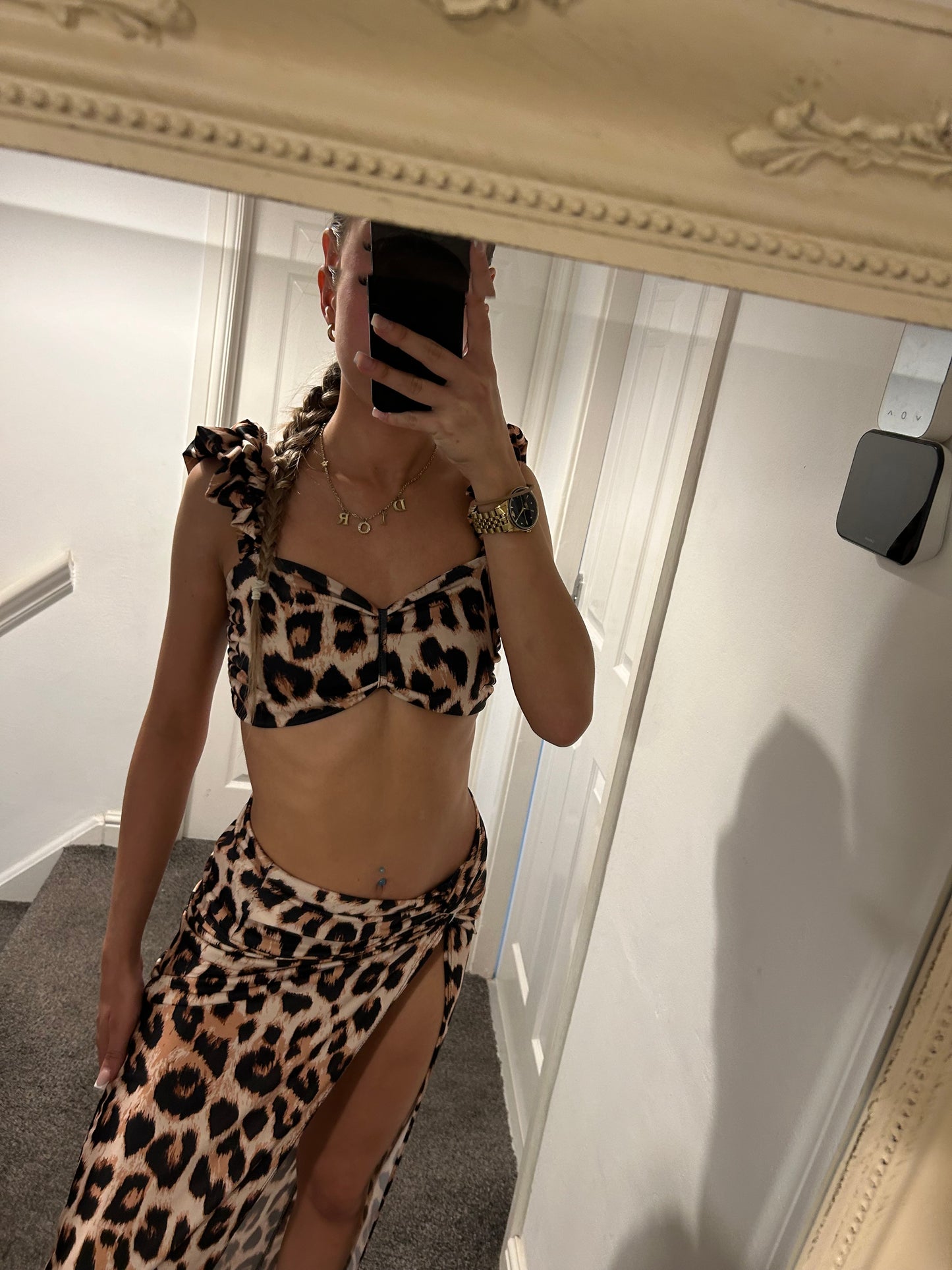 Leopard print maxi skirt co ord