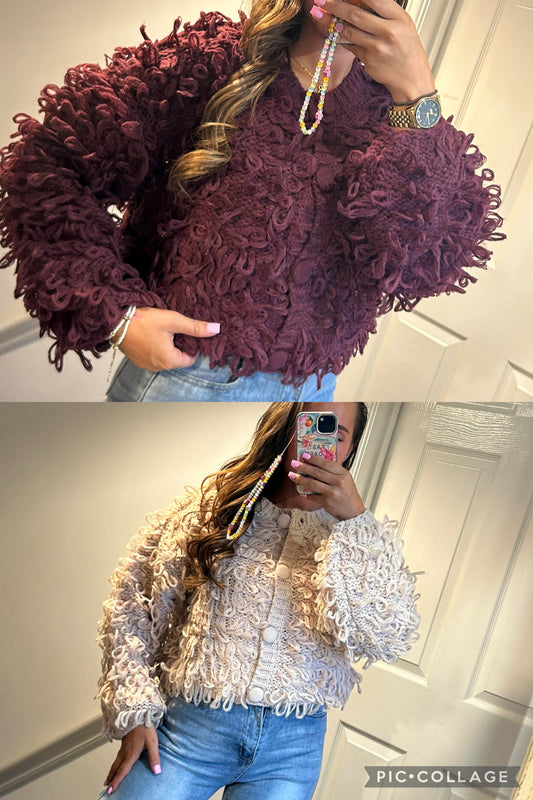 Loop knit cardigan jacket