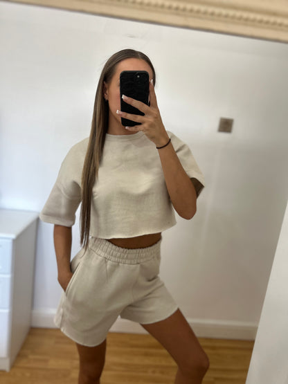 Raw hem short co ord