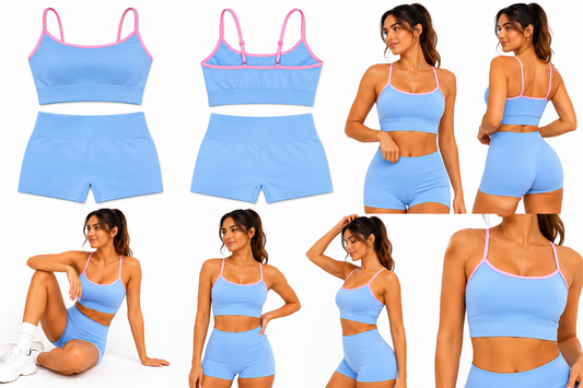 Blue and pink gym set